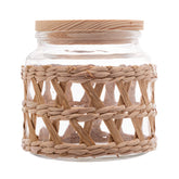 Pote de Vidro com Tampa em Madeira Sisal 520ml - Ela Decora